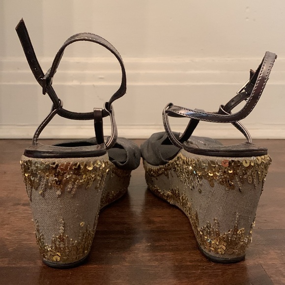 Tory Burch Sequin Wedge Heels Size 7 - Picture 5 of 8